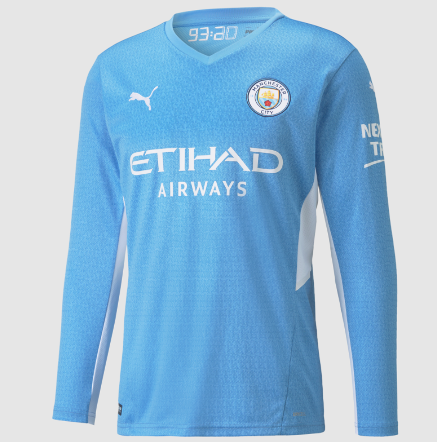 2021/22 Manchester City Long Sleeve Home Kit Soccer Jersey